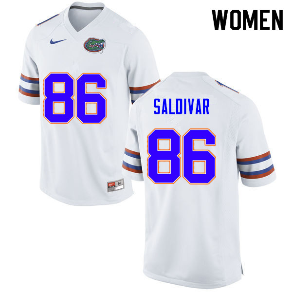 Women #86 Andres Saldivar Florida Gators College Football Jerseys Sale-White